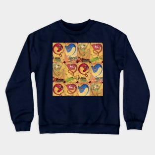 Medieval German Court Cards With Colorful Flags /Dogs,Deers,Falcons,Ducks  Edit Crewneck Sweatshirt